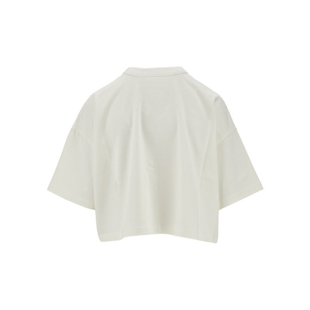 Cropped T-shirt with Intrecciato heart