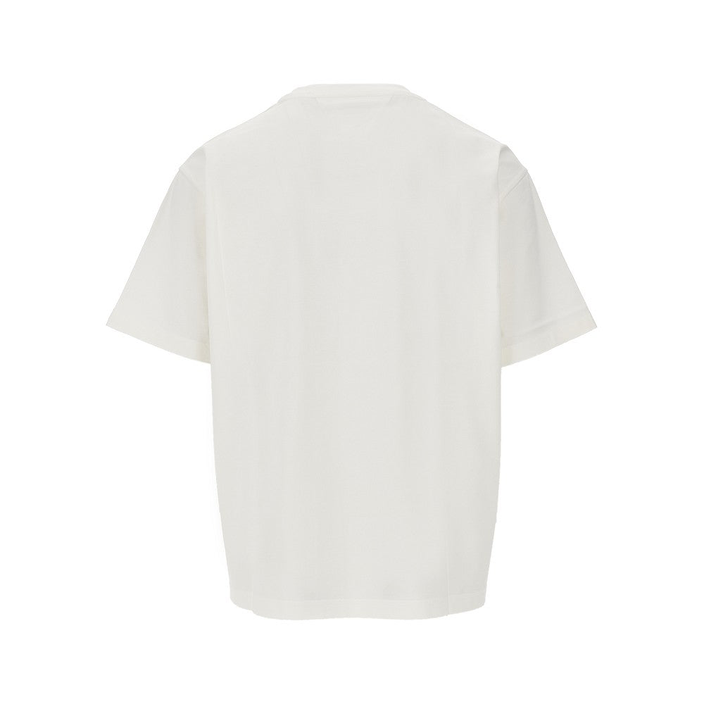 T-shirt in cotone Pima con patch in suede
