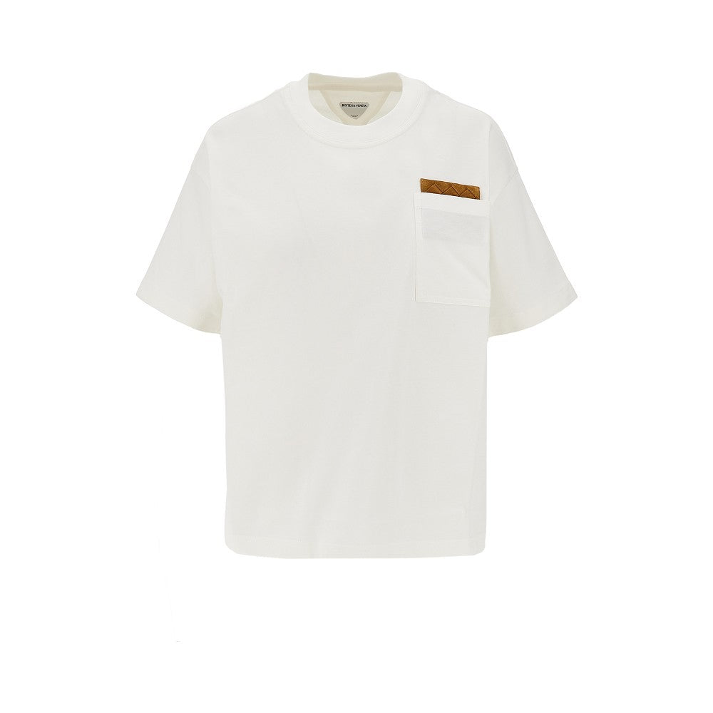 Pima cotton T-shirt with suede patch