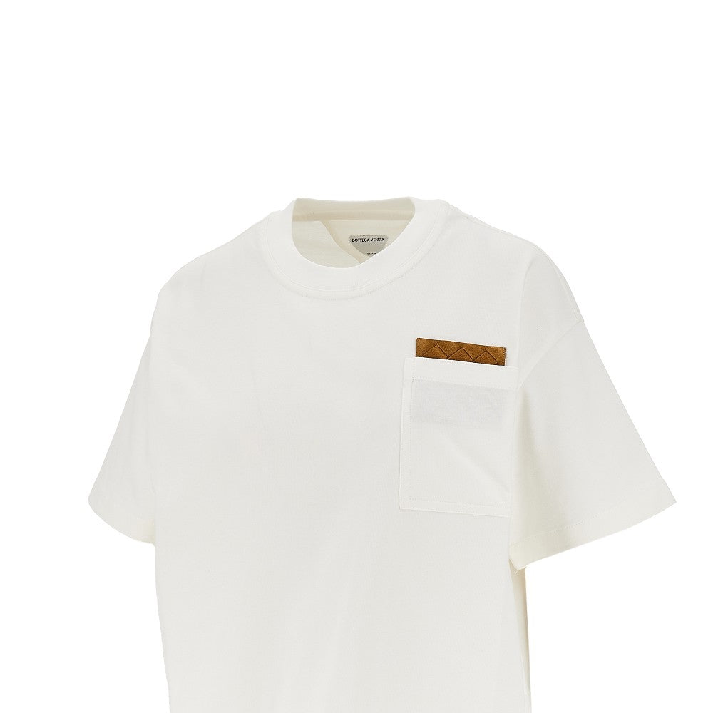 Pima cotton T-shirt with suede patch