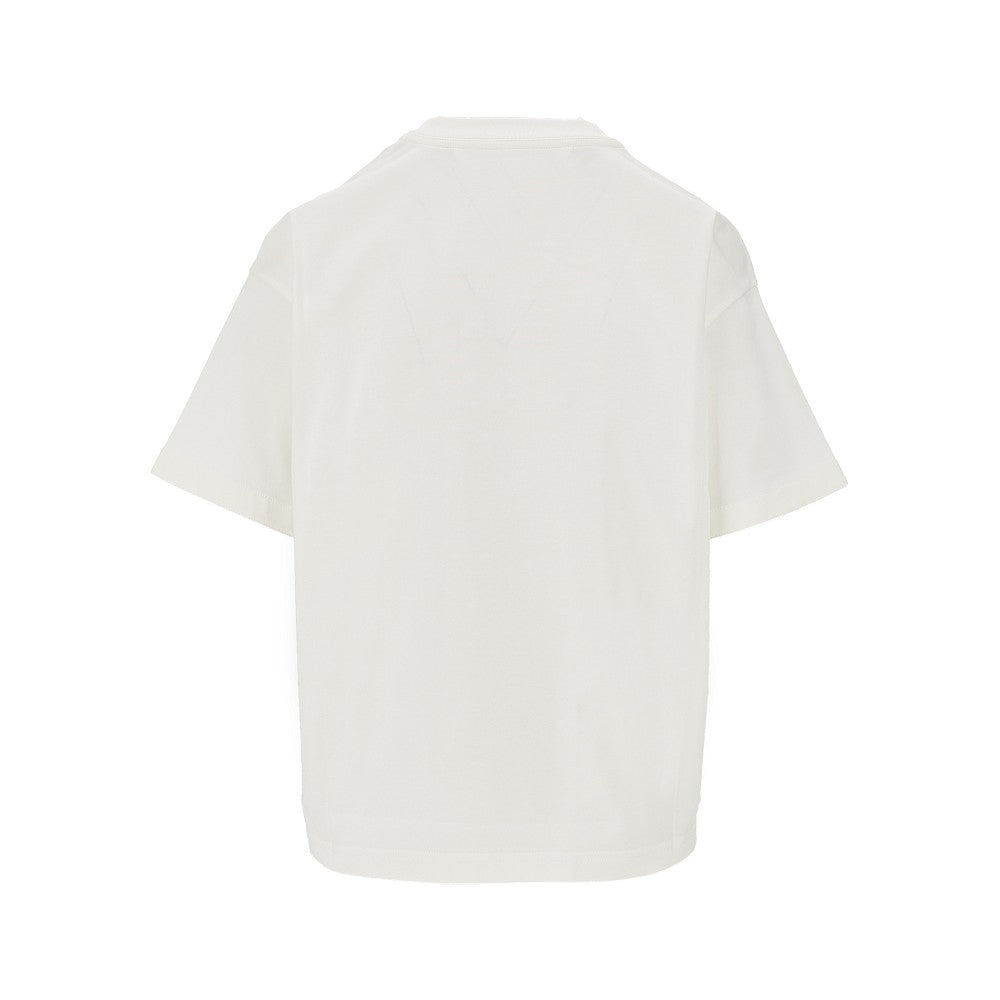 Pima cotton T-shirt with suede patch