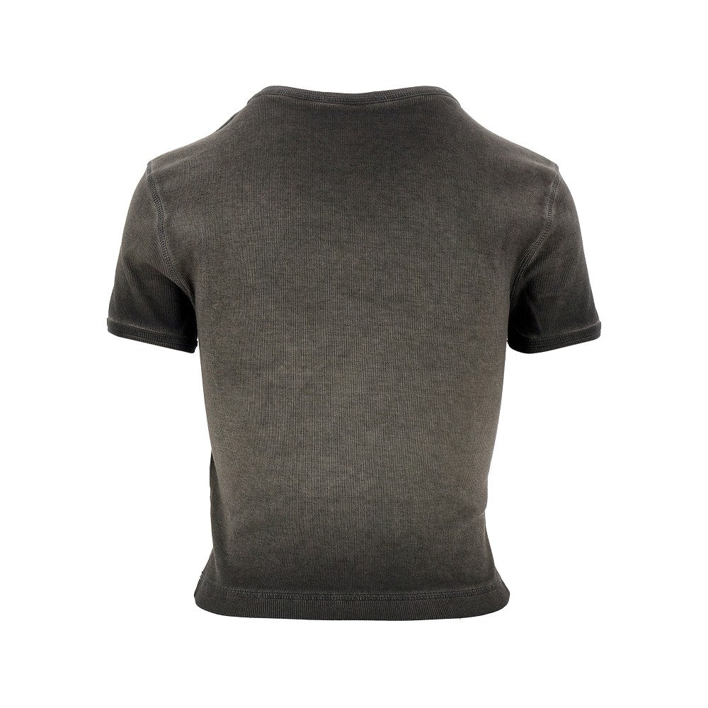 T-shirt a costine con stampa cuore