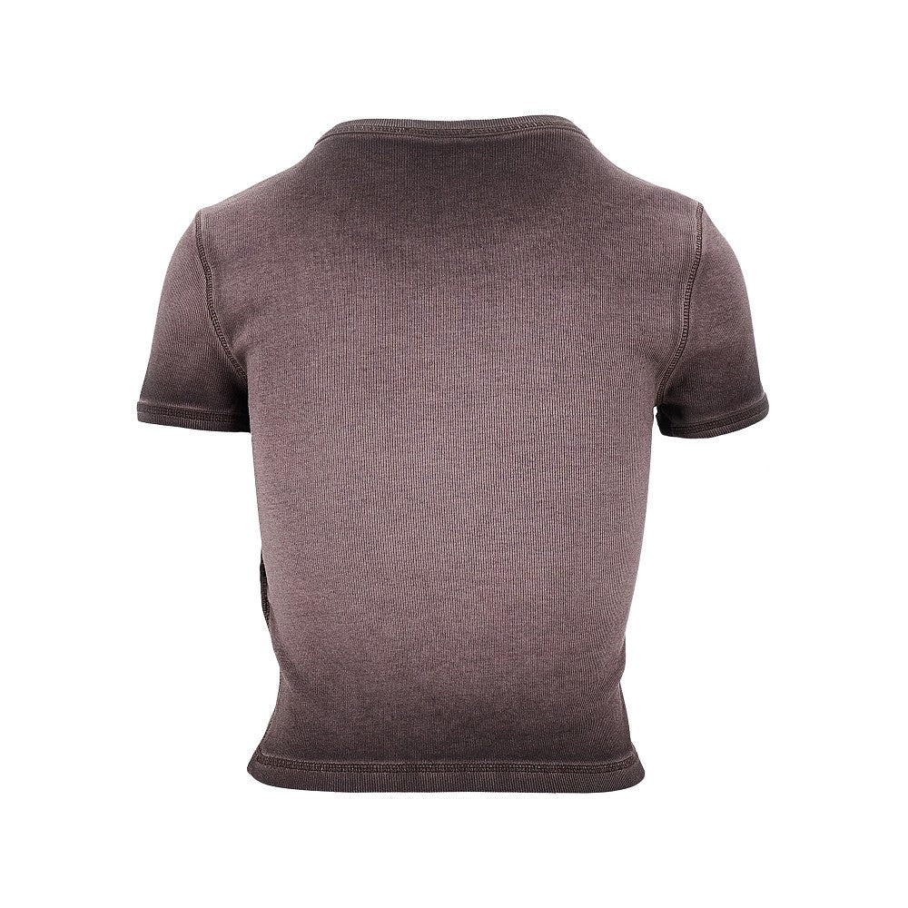 T-shirt a costine con stampa cuore