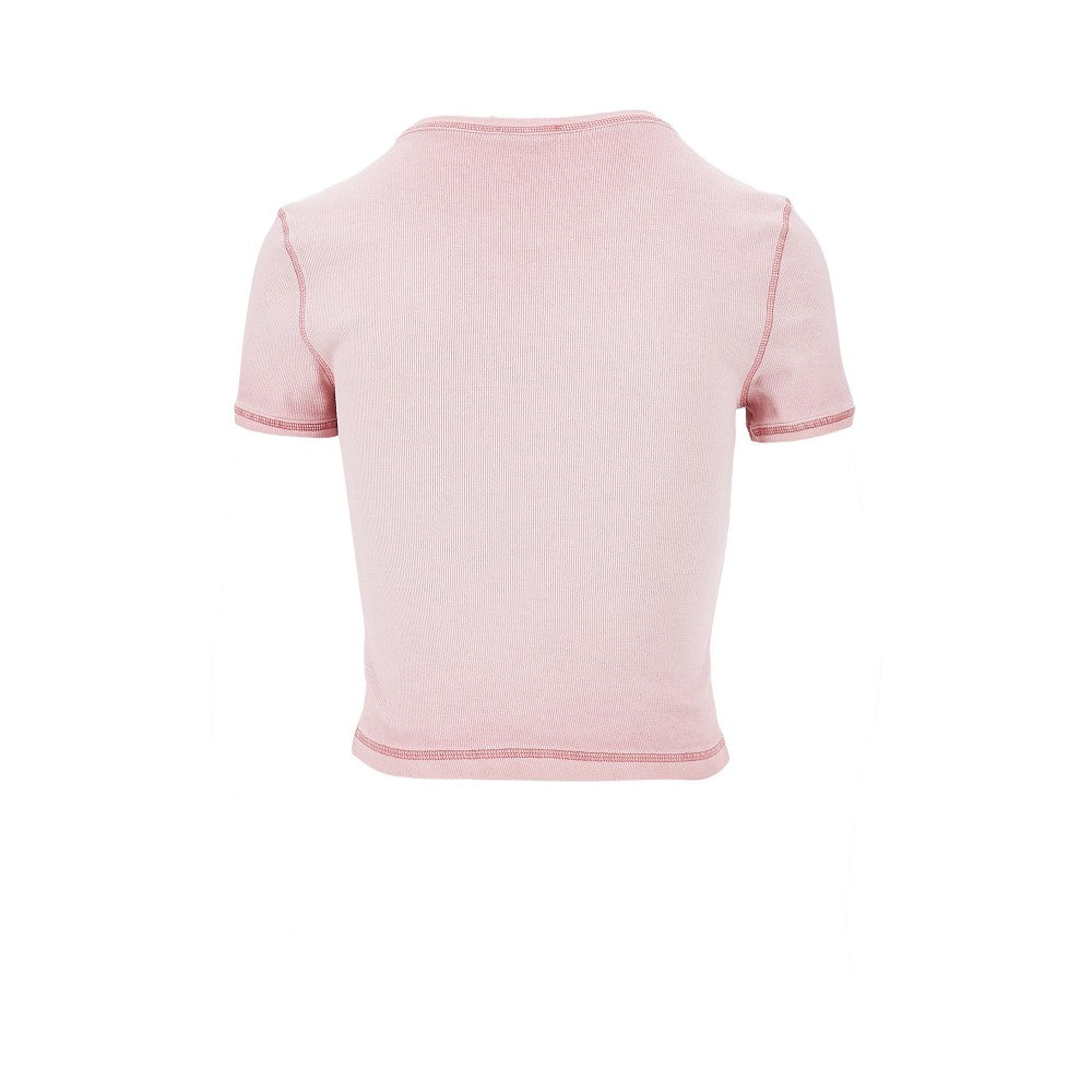 T-shirt a costine con stampa cuore