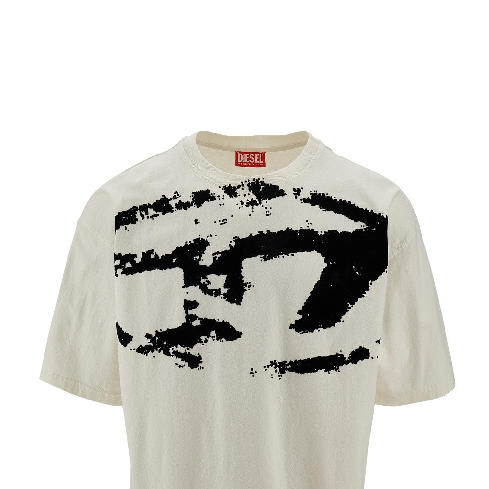 T-shirt con logo Oval D floccato