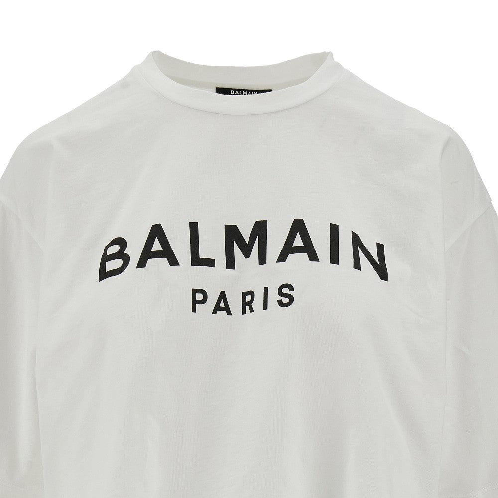 T-shirt cropped con stampa logo