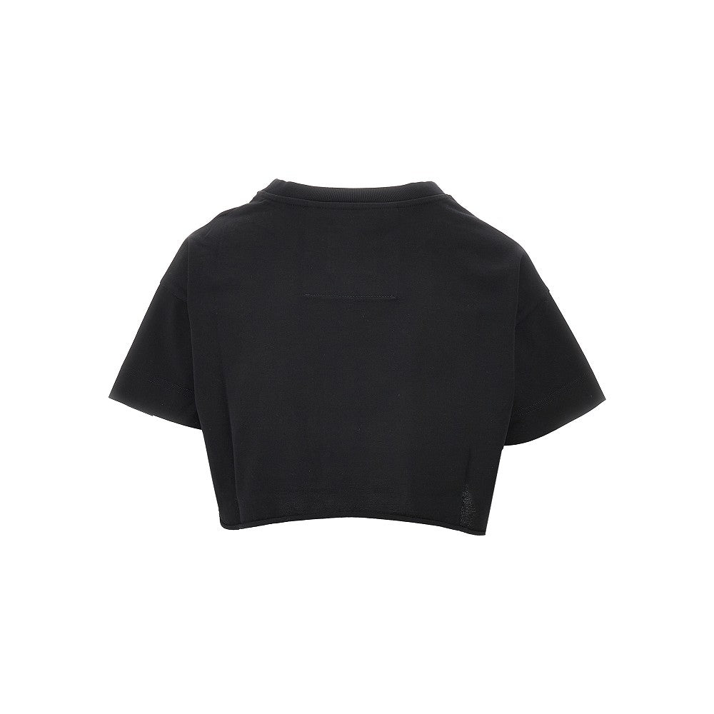 T-shirt cropped con stampa logo