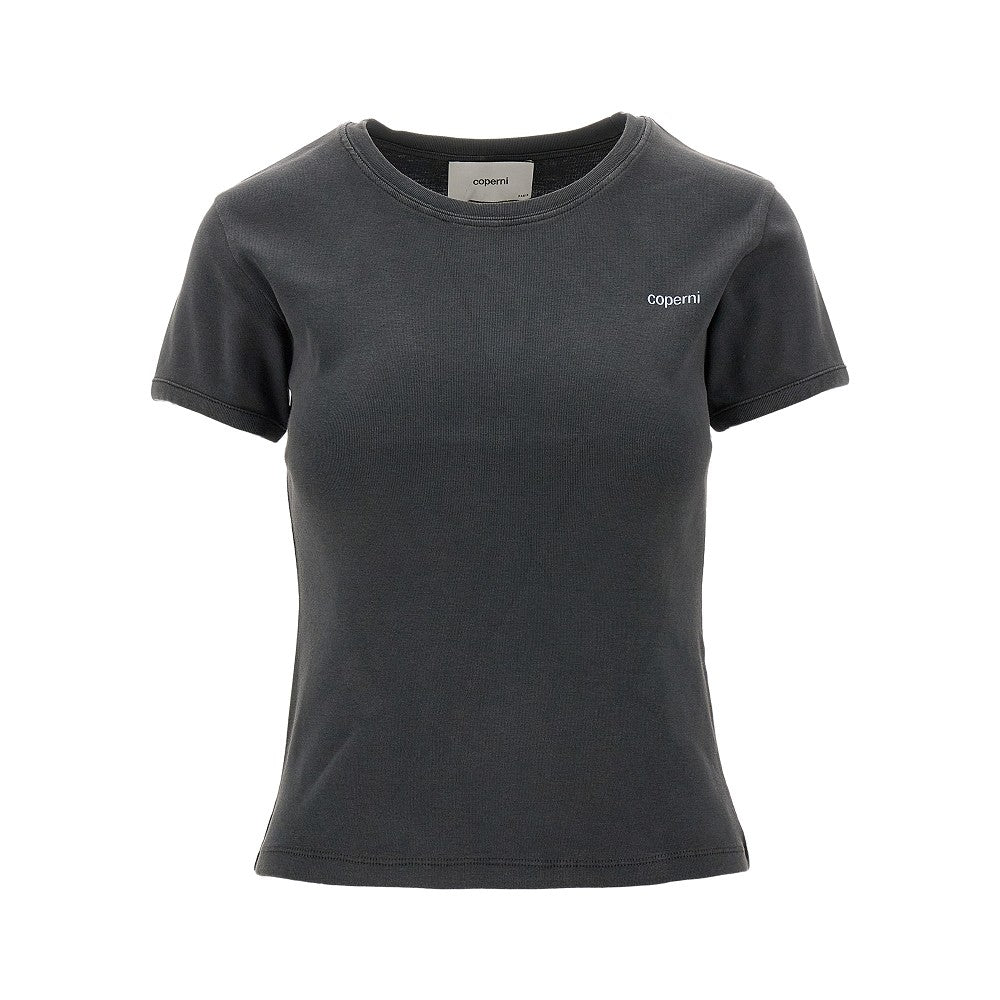 Washed-out cotton T-shirt with logo print