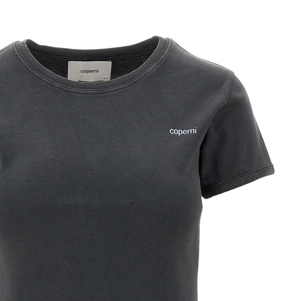 Washed-out cotton T-shirt with logo print