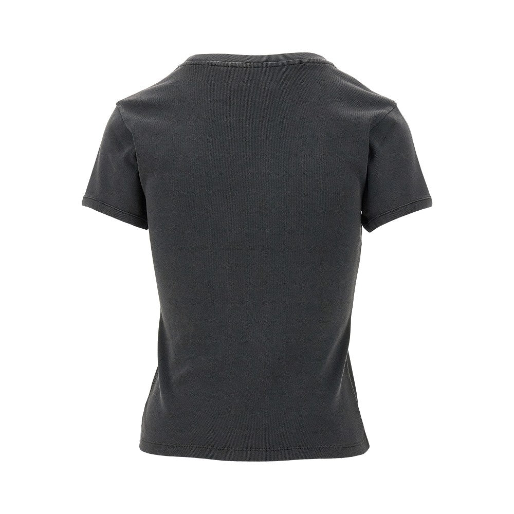 Washed-out cotton T-shirt with logo print