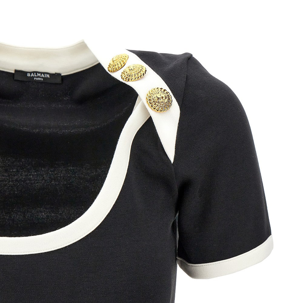 T-shirt in jersey stretch con bottoni