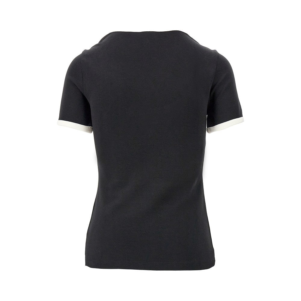 T-shirt in jersey stretch con bottoni