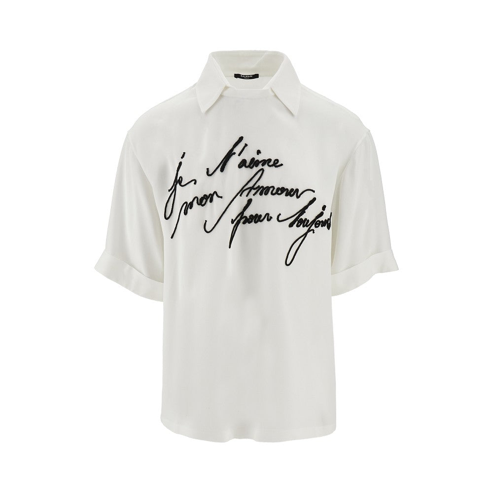 Embroidered T-shirt with collar