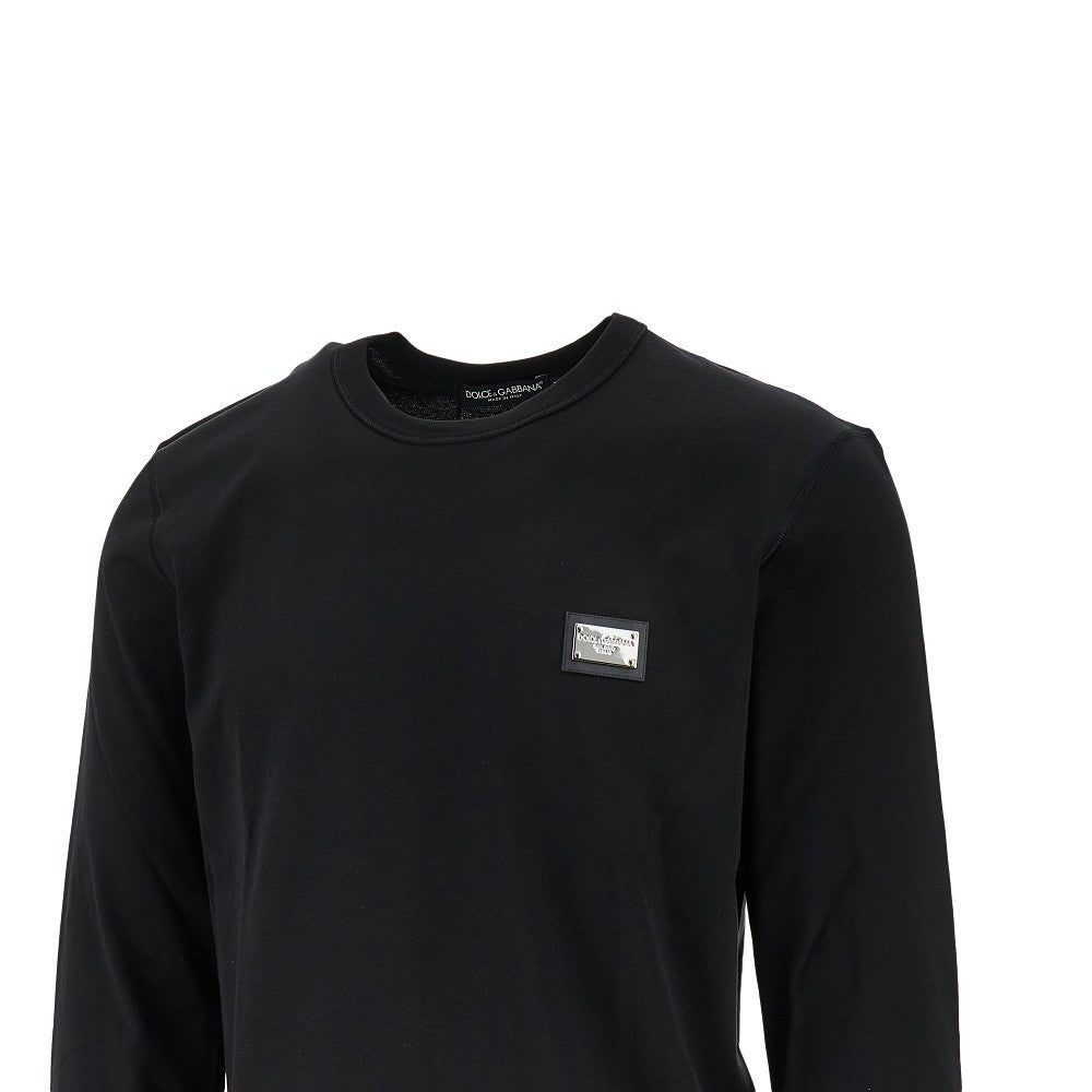 Long-sleeved T-shirt with logo plate