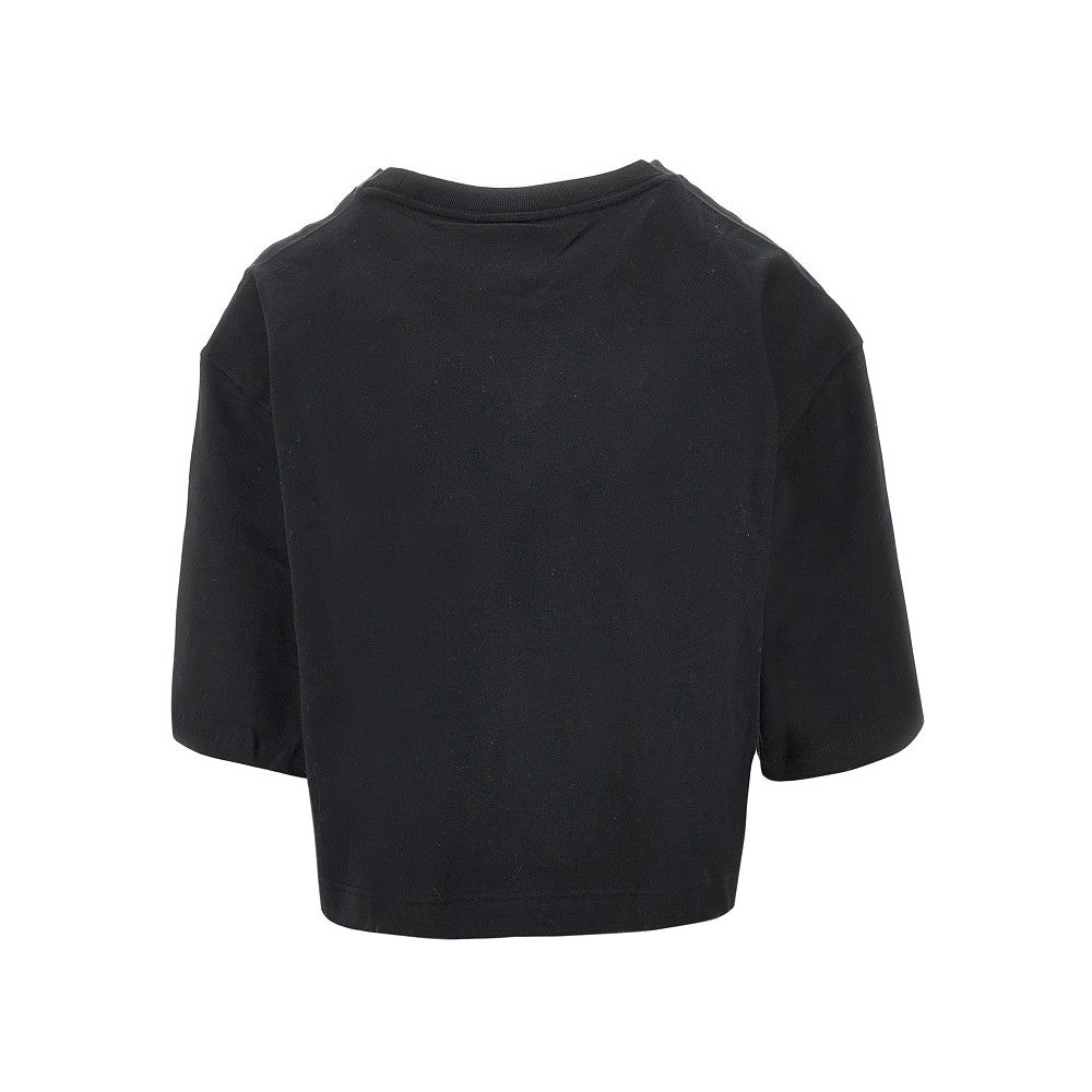 Cropped T-shirt with logo embroidery