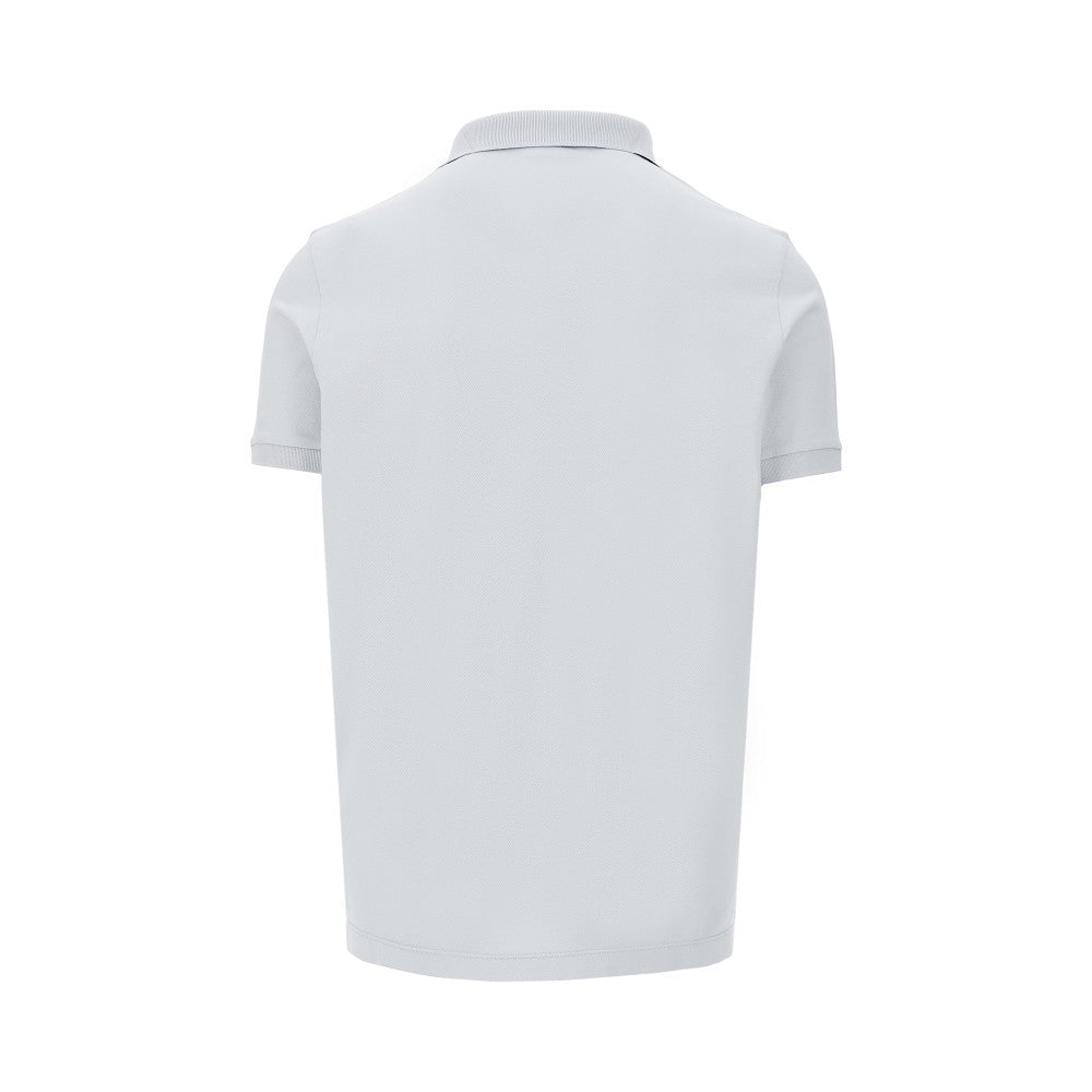 Stretch pique polo shirt with logo patch