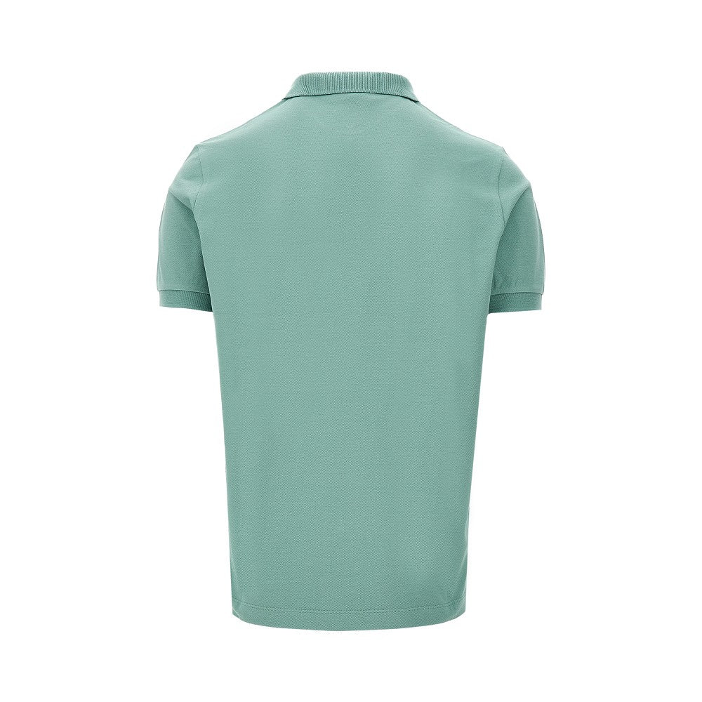 Stretch pique polo shirt with logo patch