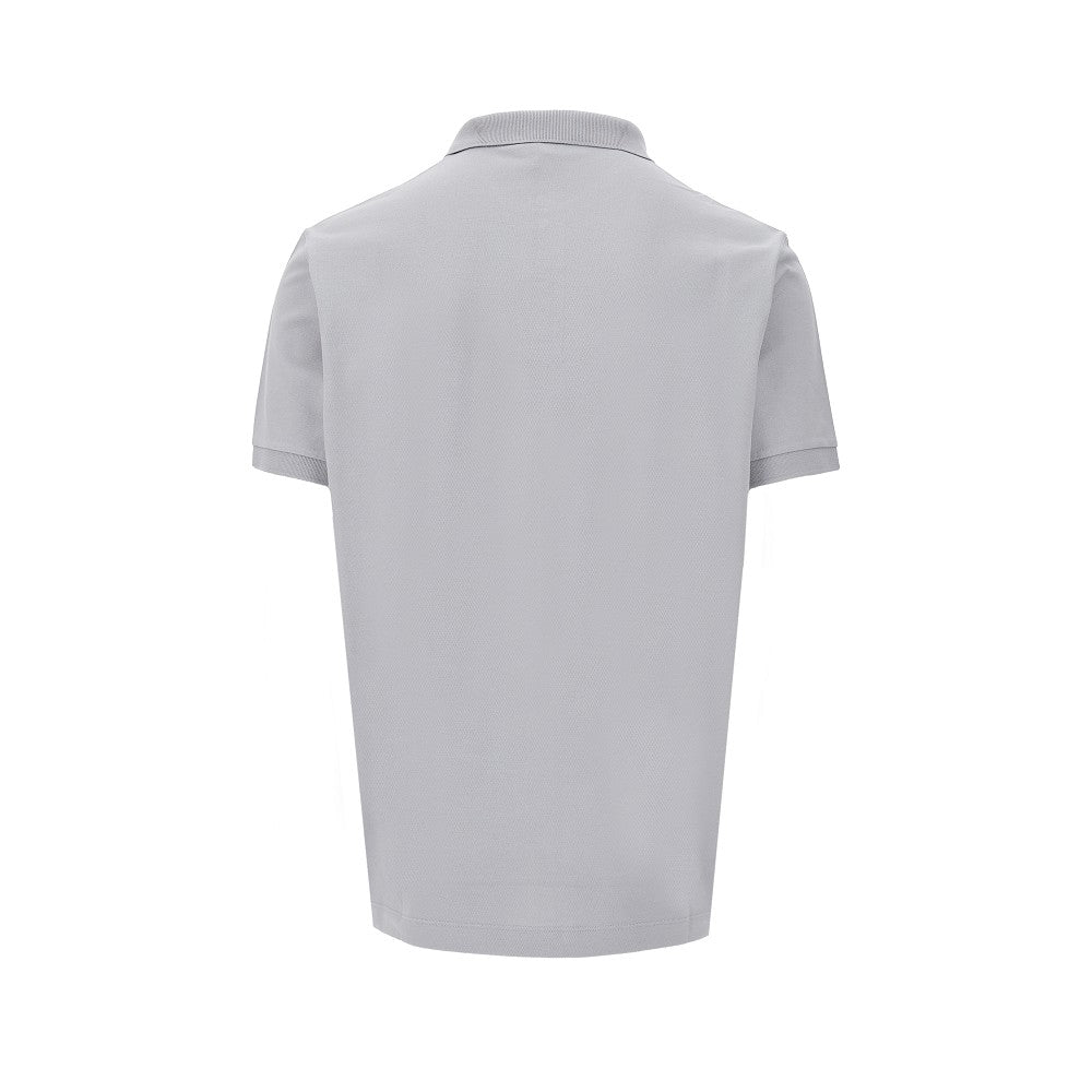 Stretch pique polo shirt with logo patch