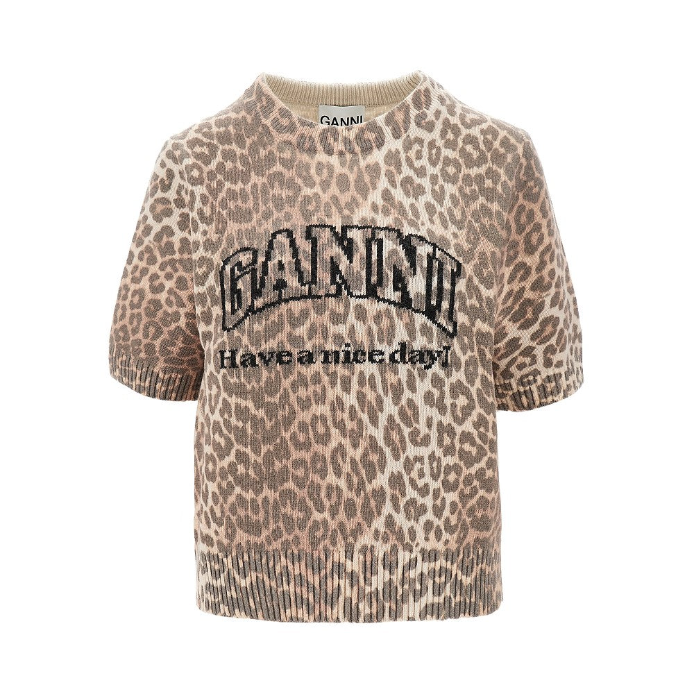 Leopard recycled wool blend sweater