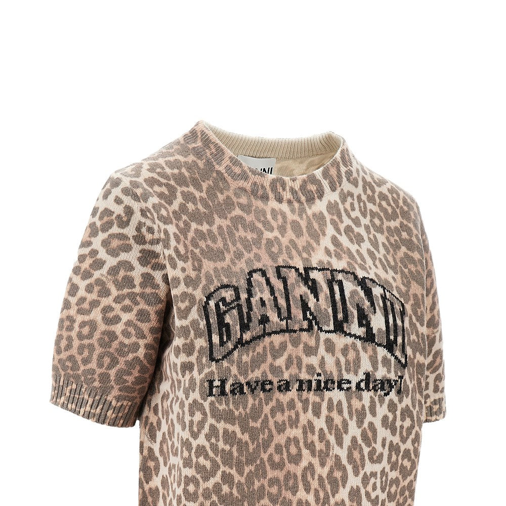 Leopard recycled wool blend sweater