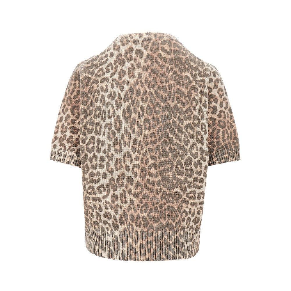 Leopard recycled wool blend sweater