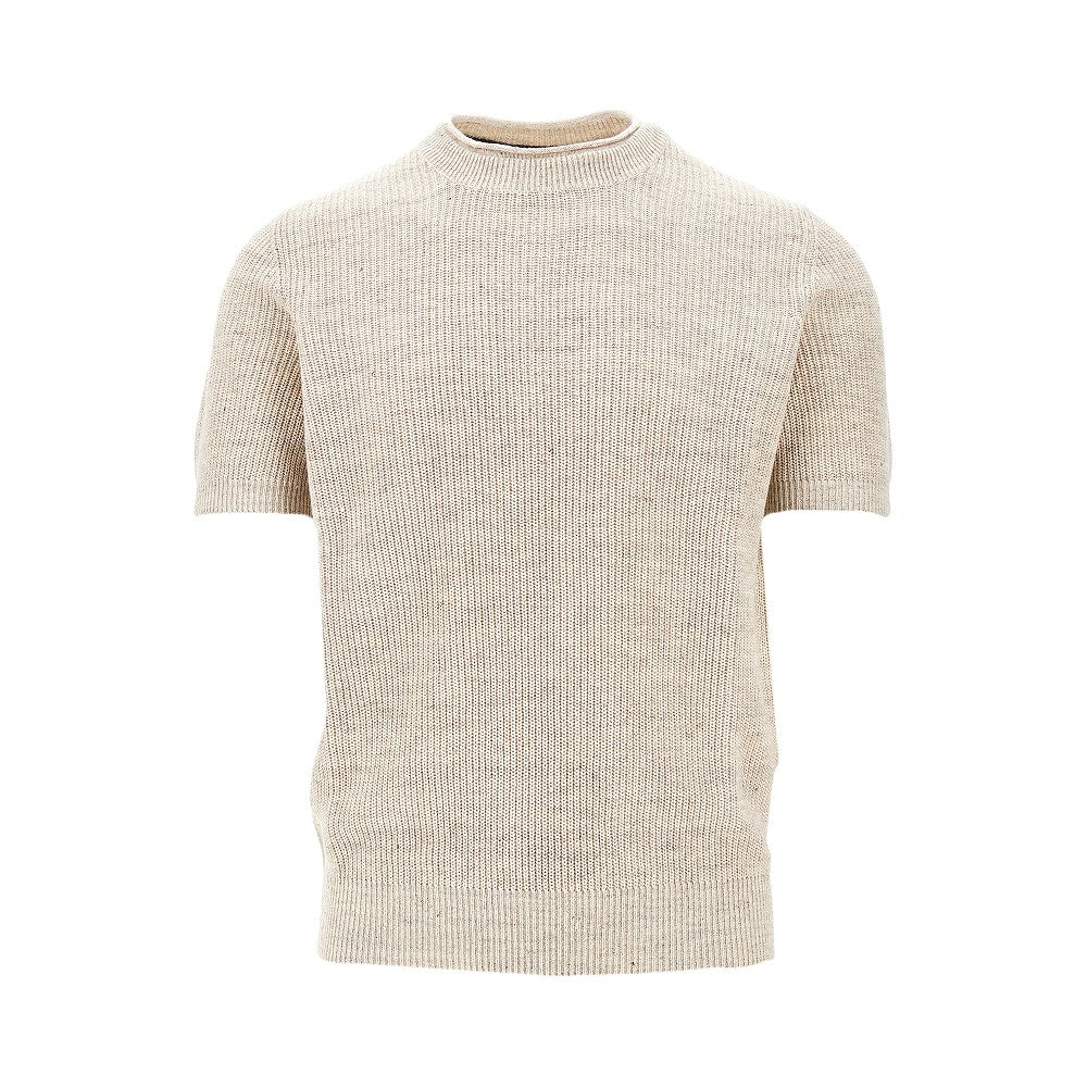 T-shirt in maglia a costa inglese