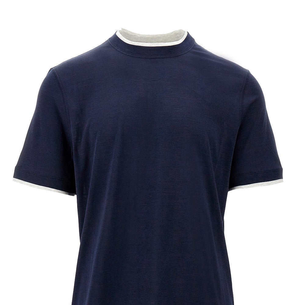 Faux Layering silk-blend T-shirt