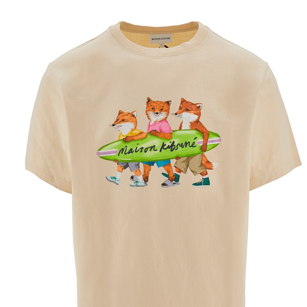 T-shirt con stampa Surfing Foxes