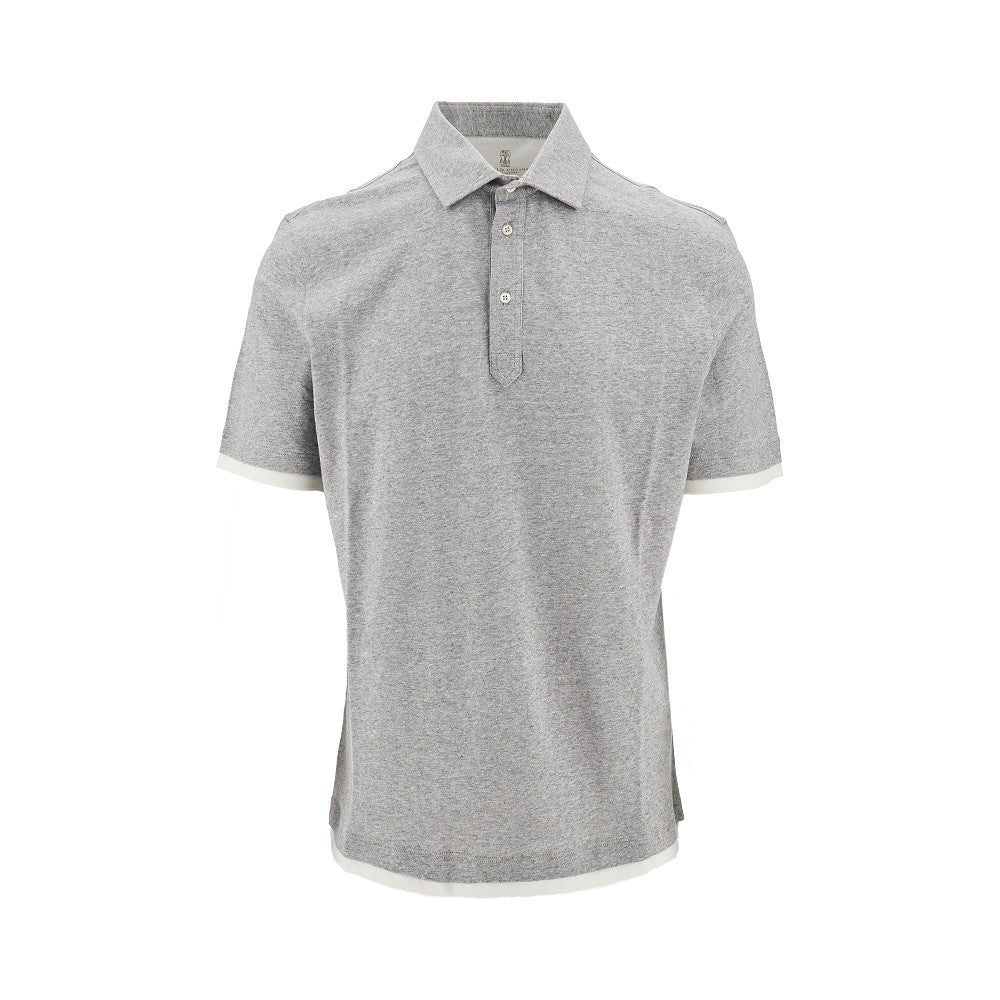 Polo in jersey con effetto layering