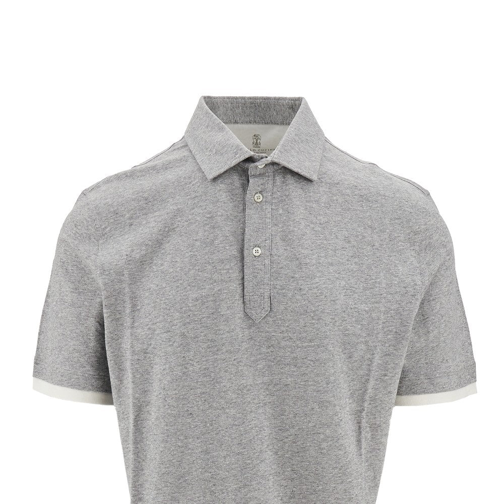 Polo in jersey con effetto layering