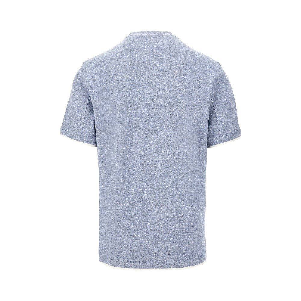 T-shirt in cotone e lino con effetto layering