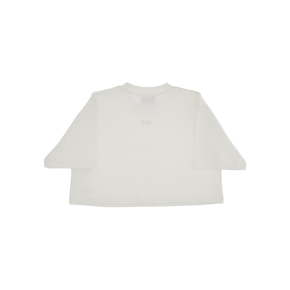 T-shirt cropped a costine con ricamo OFF