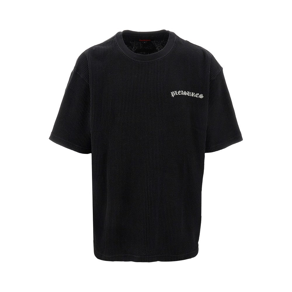 Waffle jersey T-shirt with logo print