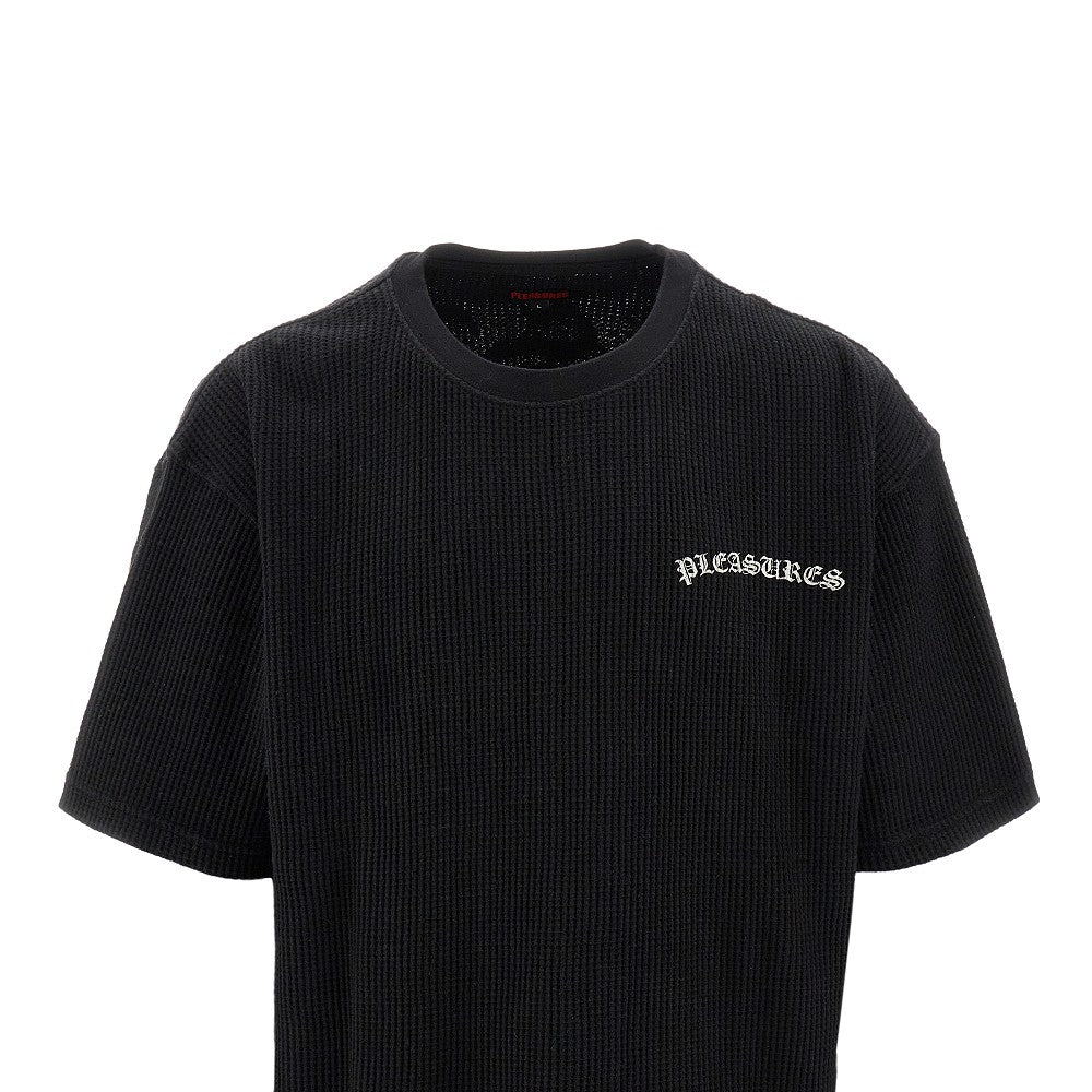 Waffle jersey T-shirt with logo print