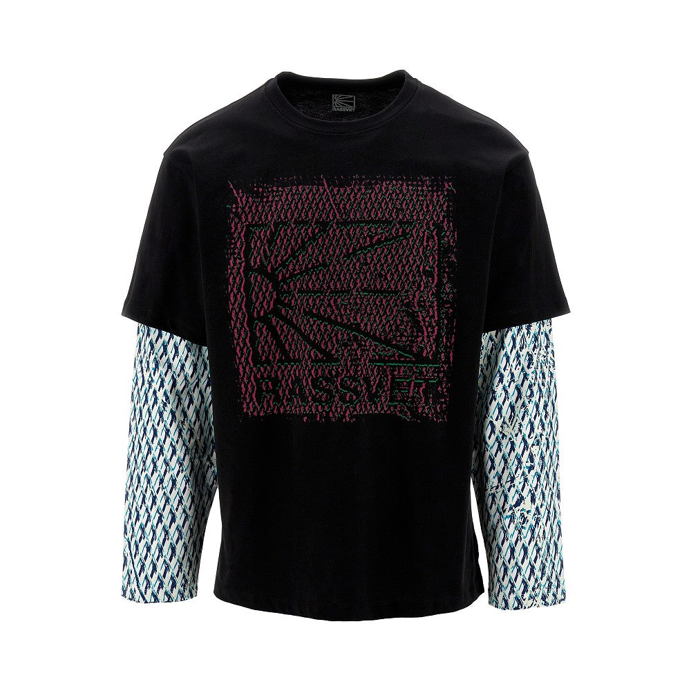 Logo print faux layering T-shirt