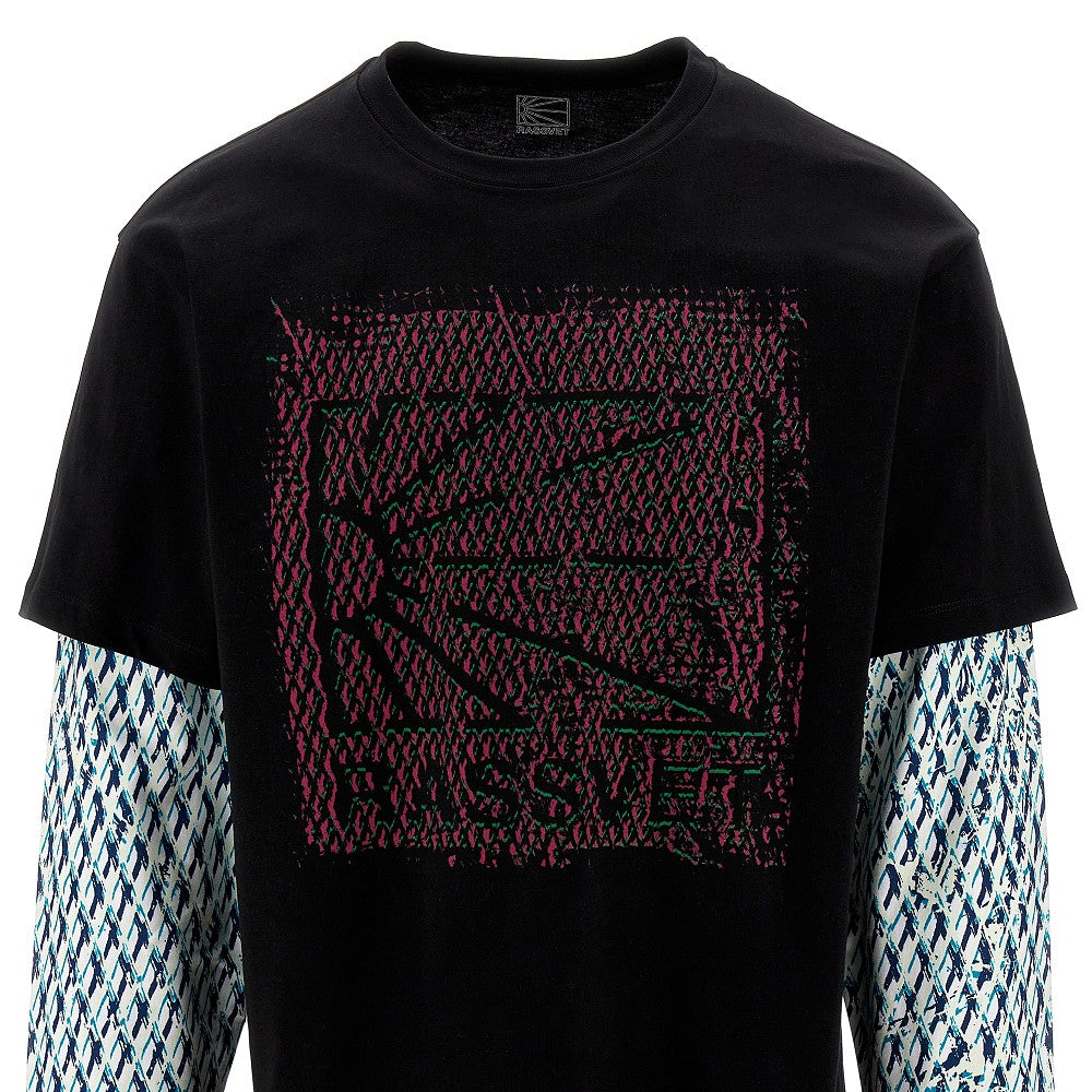 Logo print faux layering T-shirt