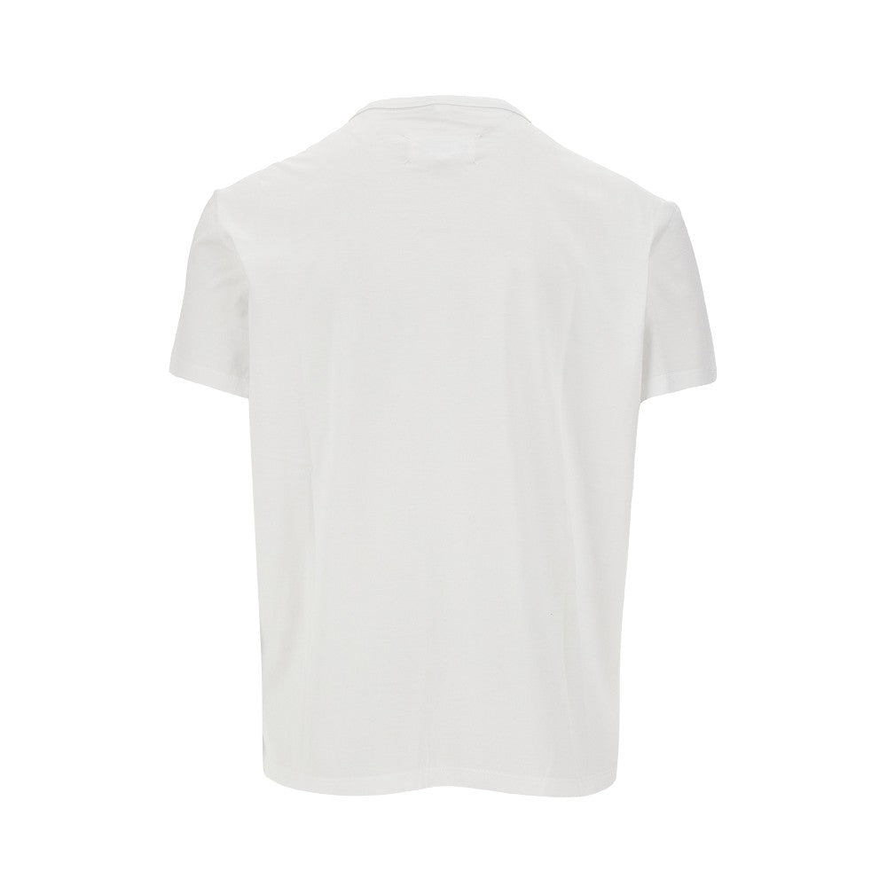 T-shirt in cotone con ricamo logo rovesciato