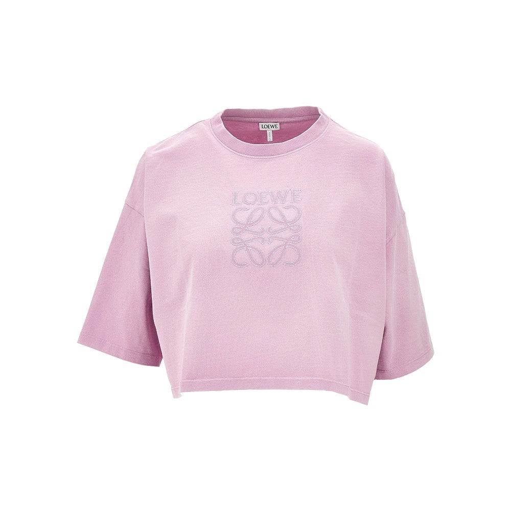 T-shirt cropped con ricamo Anagram