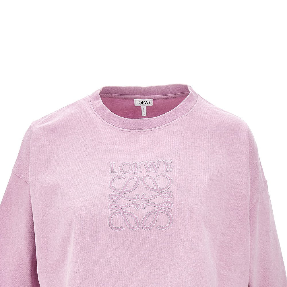 T-shirt cropped con ricamo Anagram