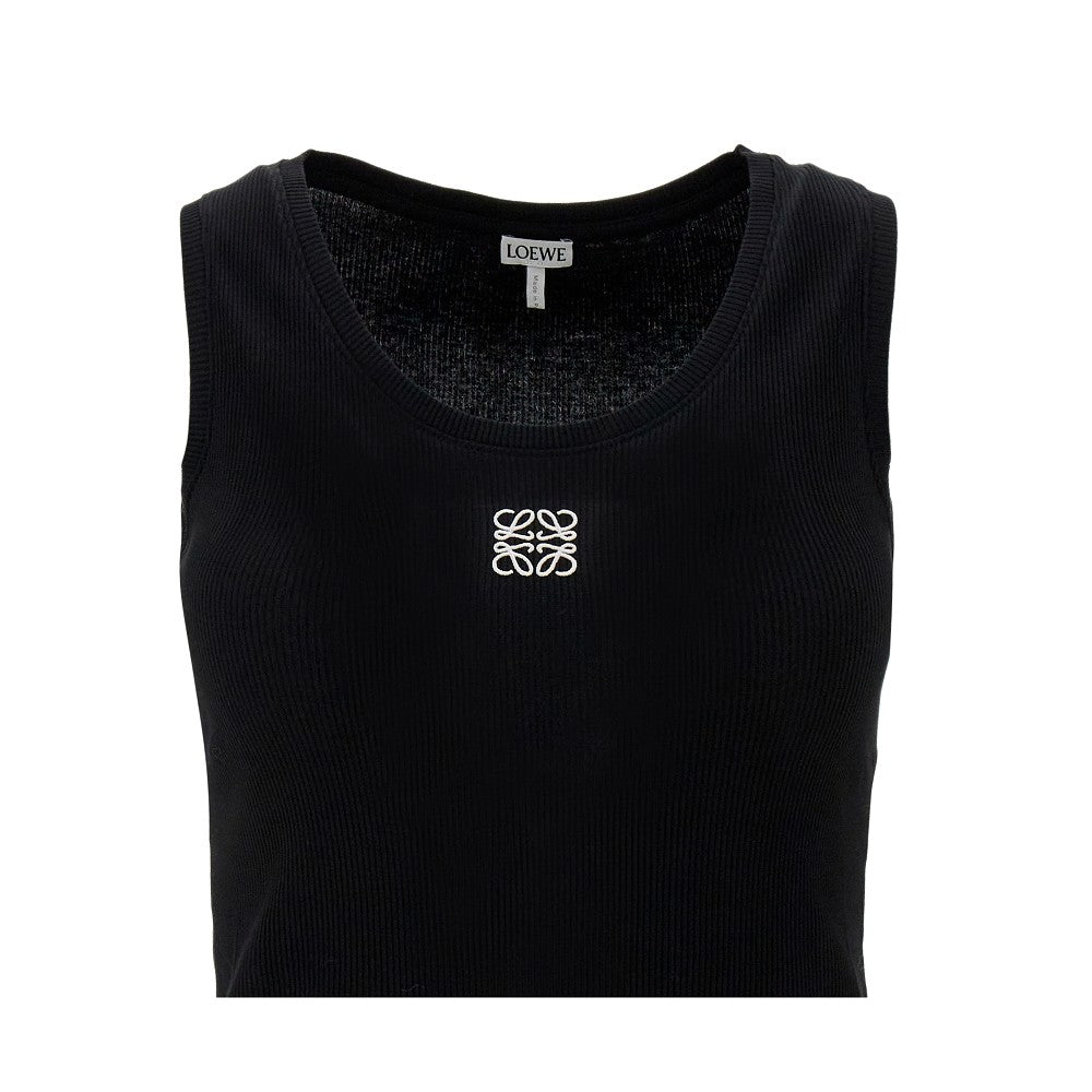 Anagram embroidery ribbed tank top