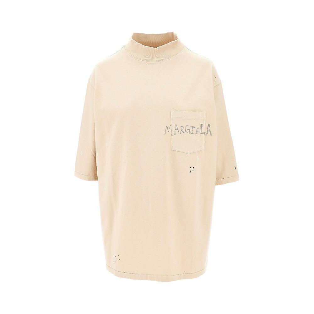 T-shirt distressed con stampa logo
