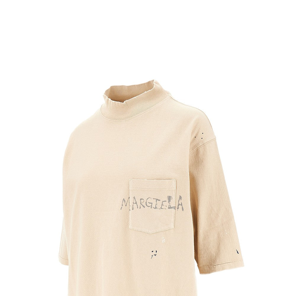 T-shirt distressed con stampa logo