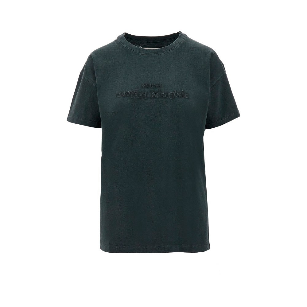 Vintage-effect logo embroidery T-shirt