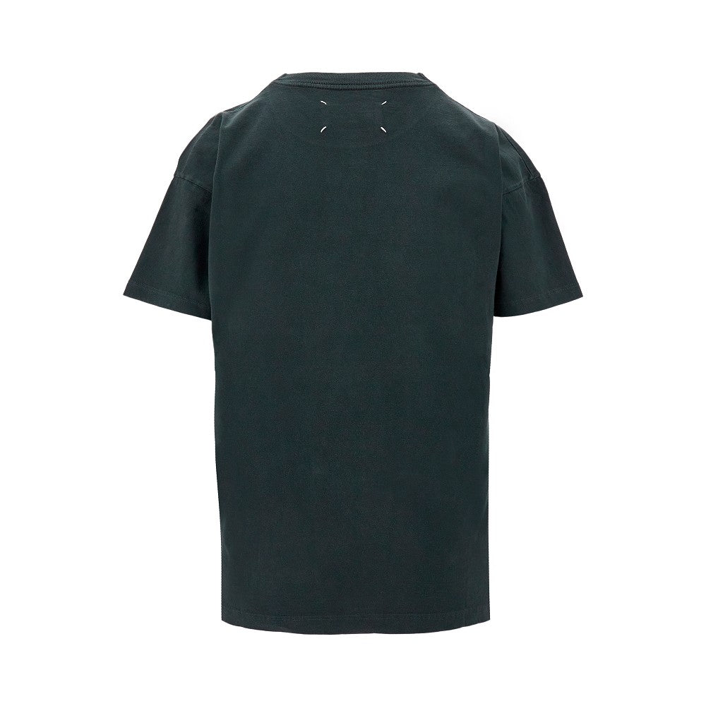 Vintage-effect logo embroidery T-shirt