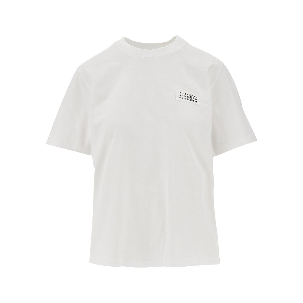 T-shirt con etichetta e stampa trompe l'oeil