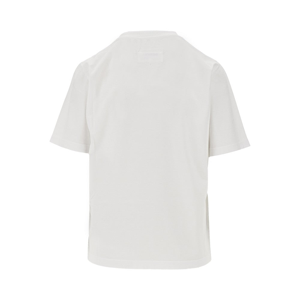 T-shirt con etichetta e stampa trompe l'oeil