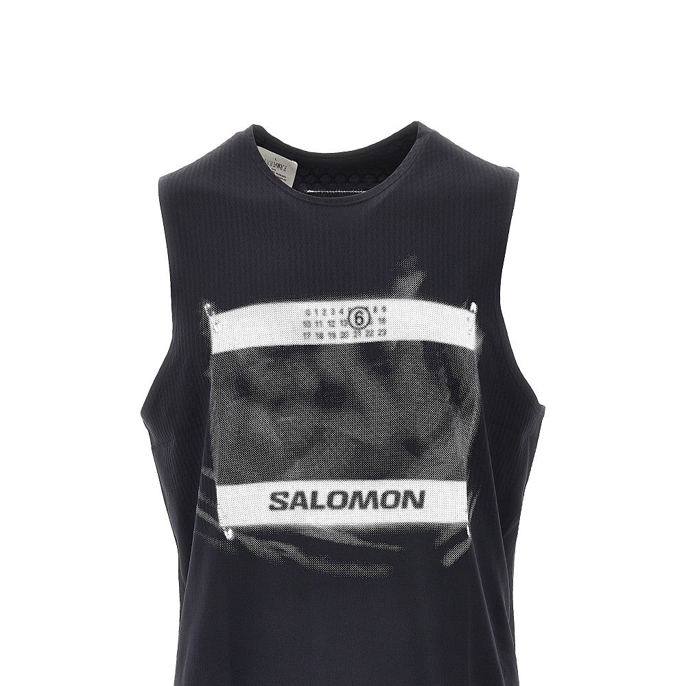 Technical jersey top with front print