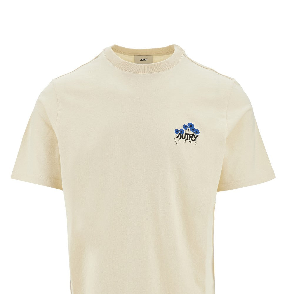 T-shirt con stampa logo floreale