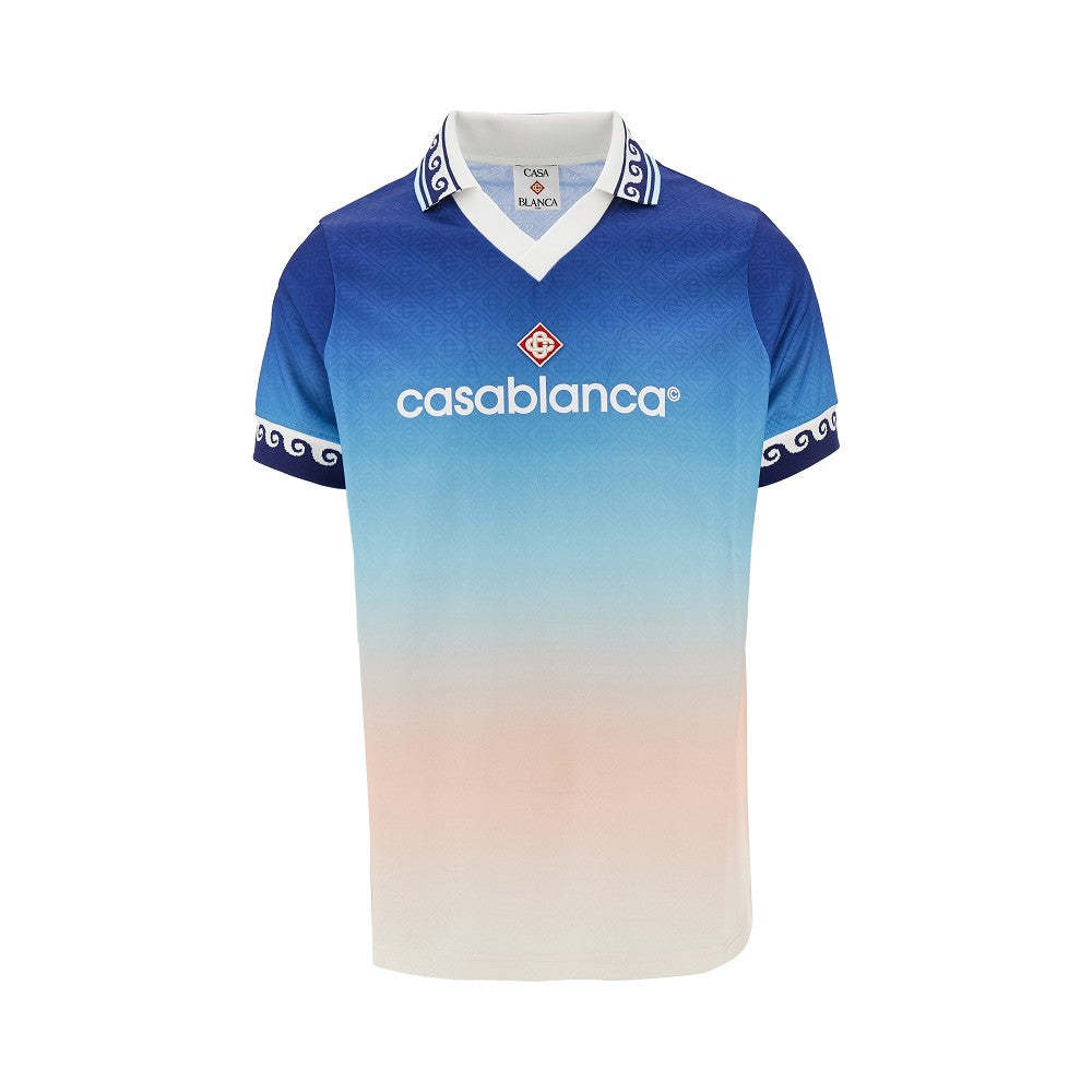 Football polo shirt with jacquard motif