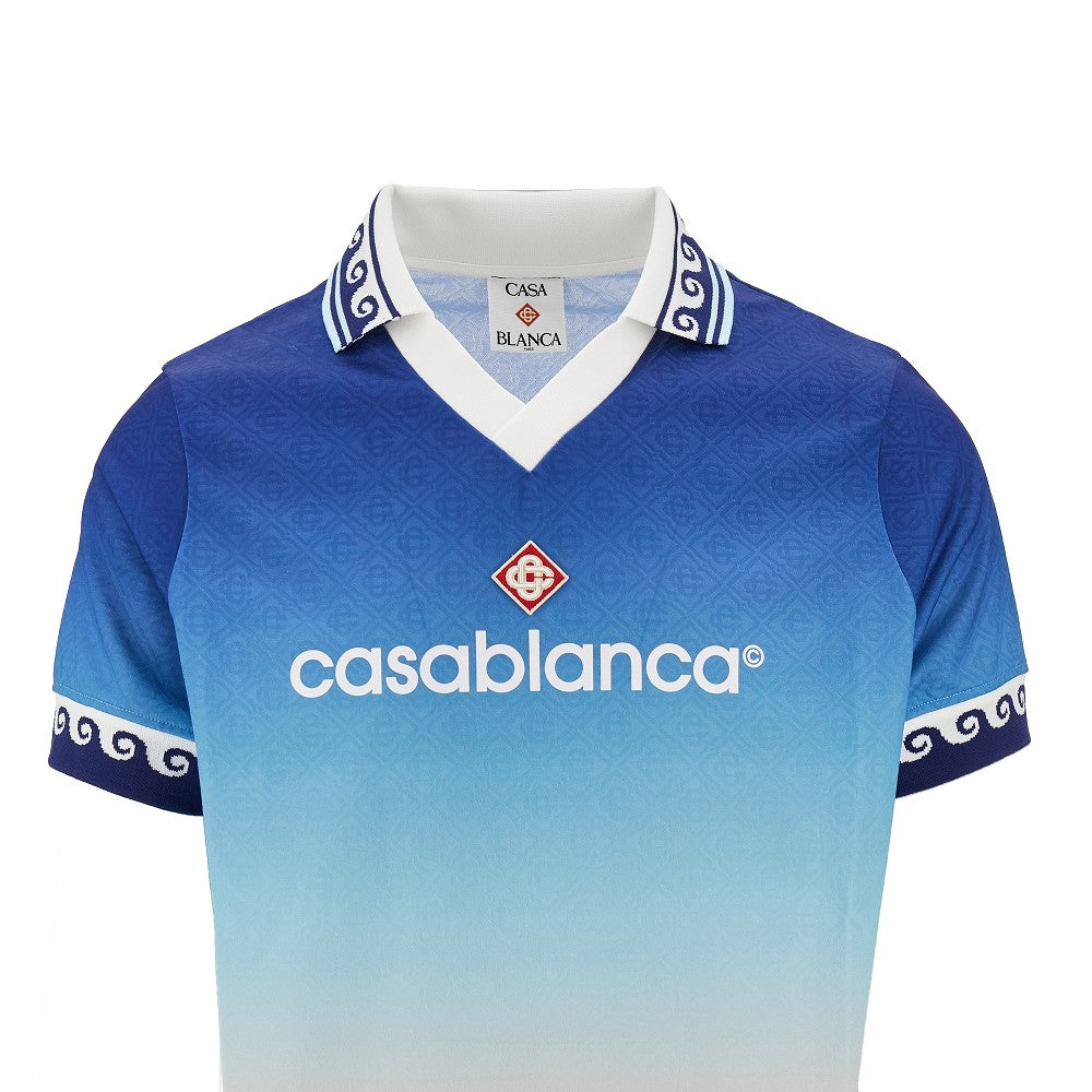 Football polo shirt with jacquard motif